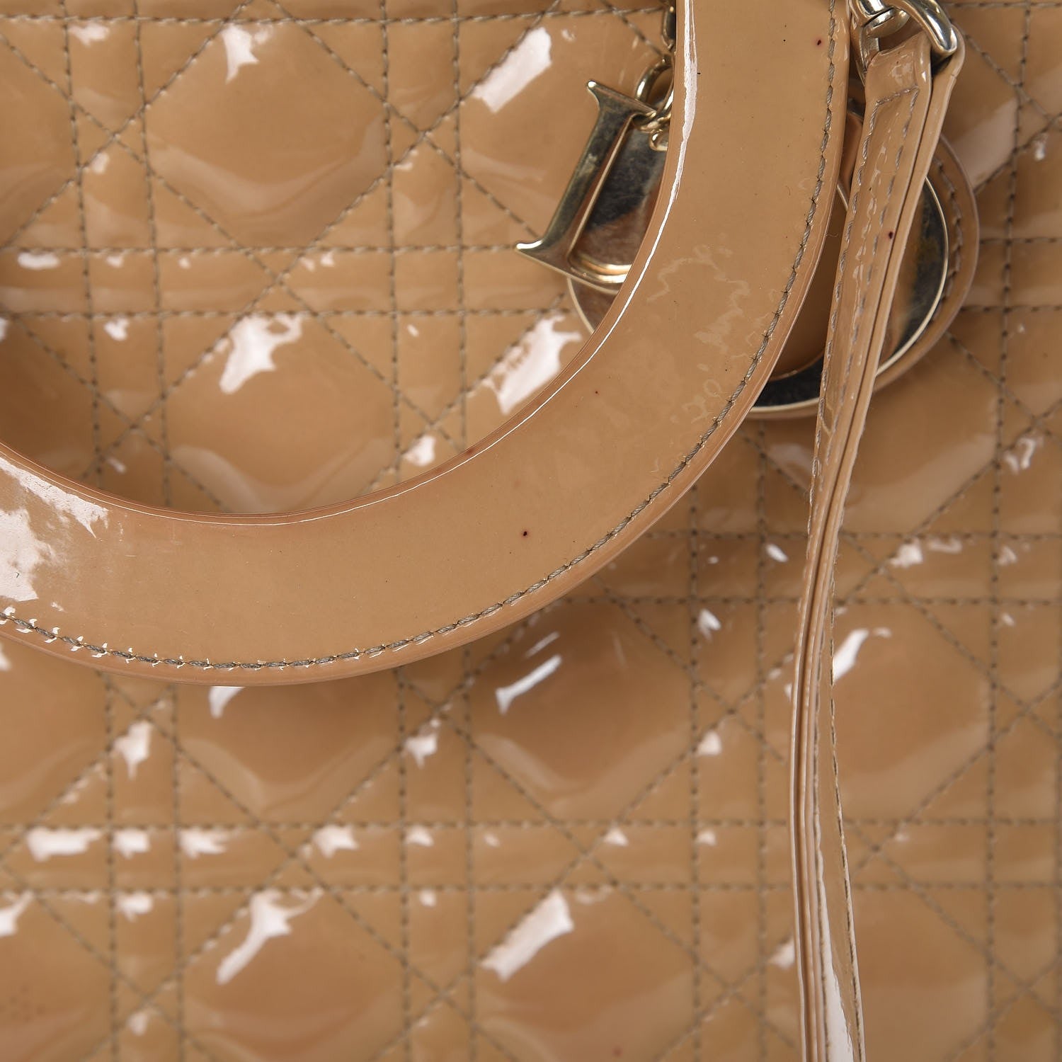 Christian Dior Patent Cannage Large Lady Dior Beige 10 of 20