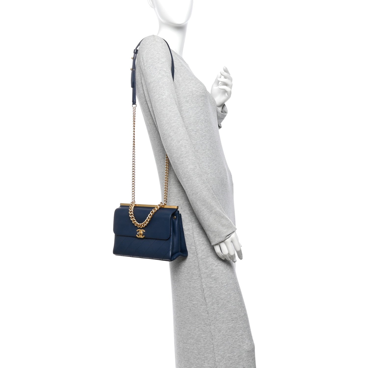 Chanel Lambskin Stitched Coco Luxe Small Flap Blue 2 of 13