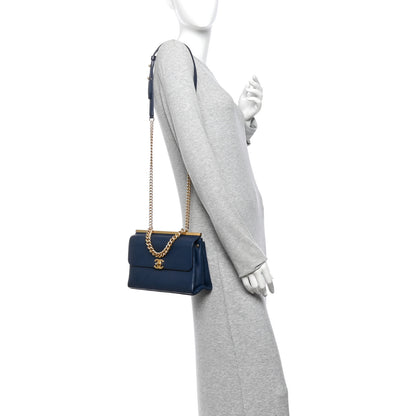 Chanel Lambskin Stitched Coco Luxe Small Flap Blue 2 of 13
