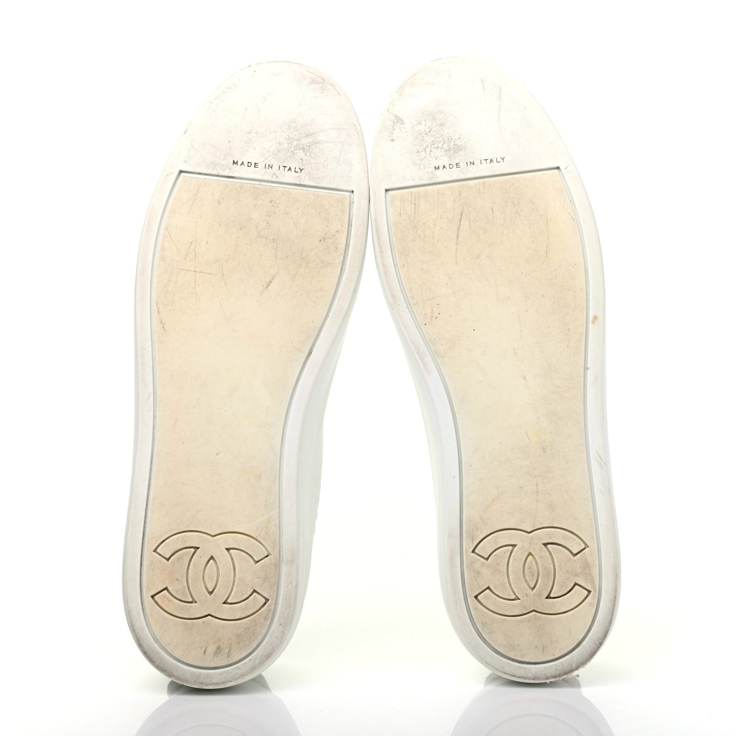 Chanel Calfskin Gum Womens CC Sneakers 37 White 5 of 16