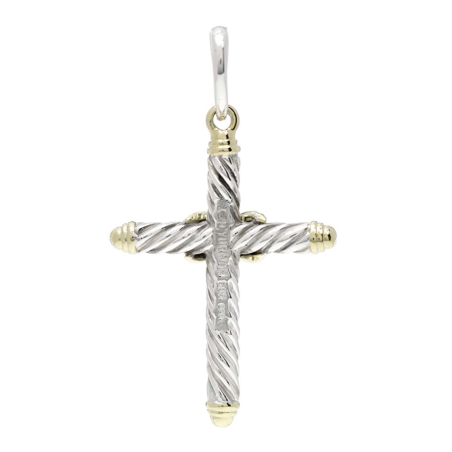 David Yurman Sterling Silver 14K Yellow Gold Cross Pendant 3 of 3