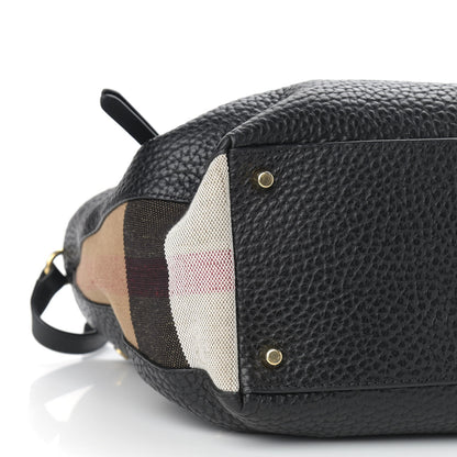 Burberry Grainy Calfskin House Check Small Maidstone Black 8 of 9