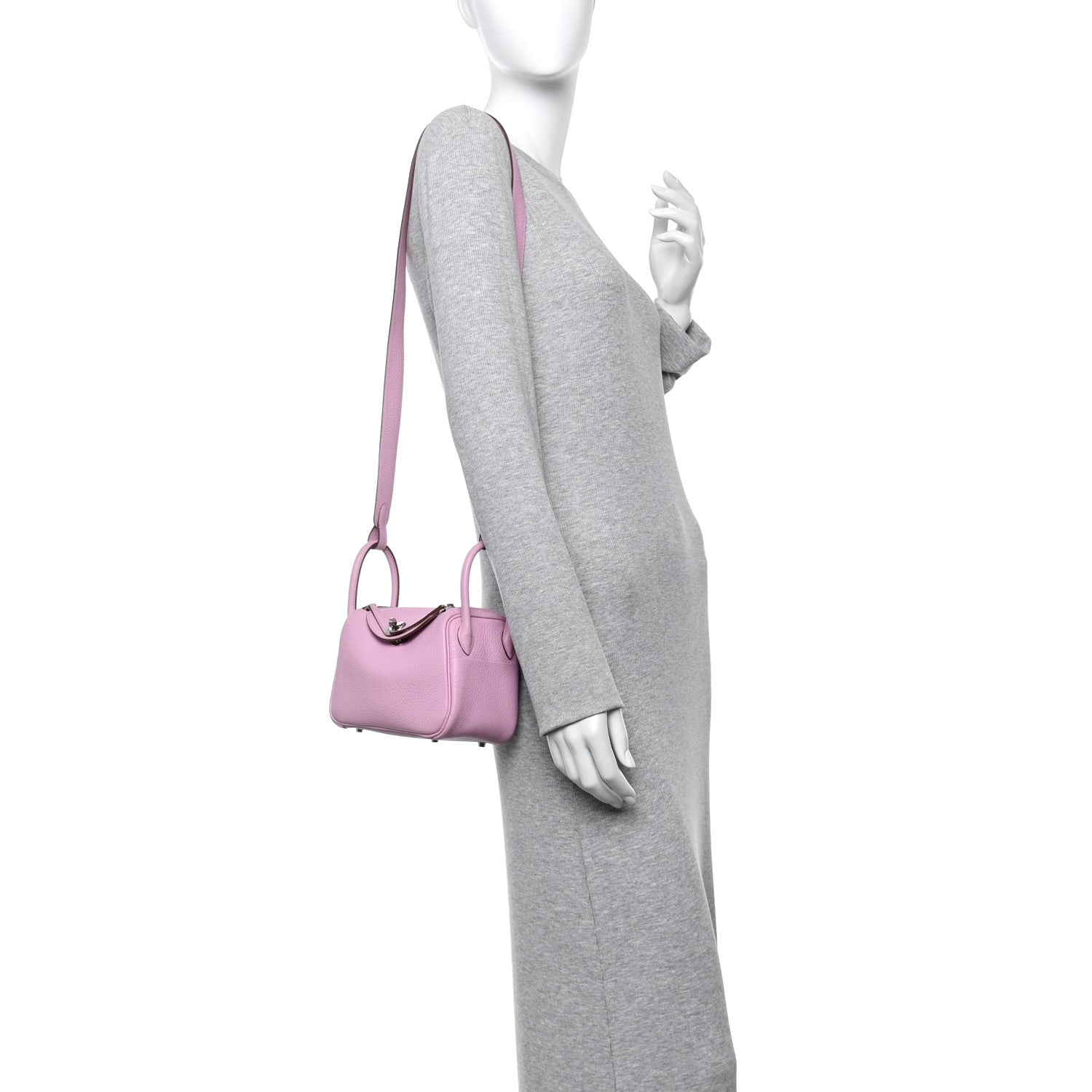 Hermes Taurillon Clemence Mini Lindy 20 Mauve Sylvestre 2 of 12