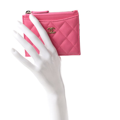 Chanel Caviar Quilted CC Zip Card Holder Pink 2 of 11