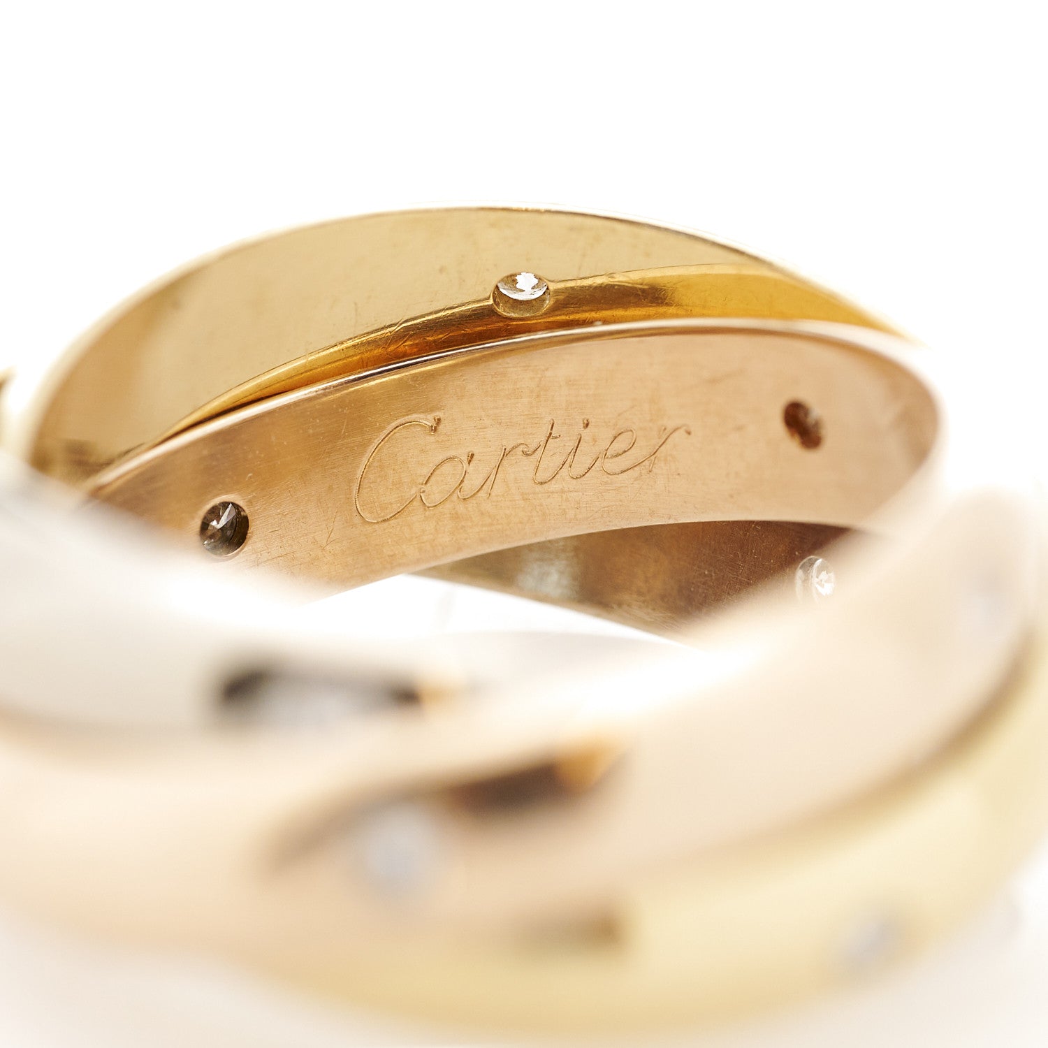 Cartier 18K Pink Yellow White Gold Diamond Trinity Ring 50 5.25 7 of 13
