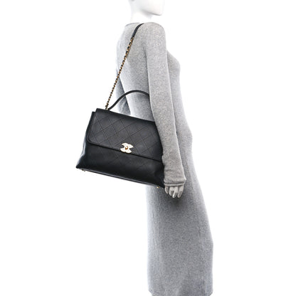 Chanel Calfskin Stitched Maxi Flap Top Handle Black 3 of 10