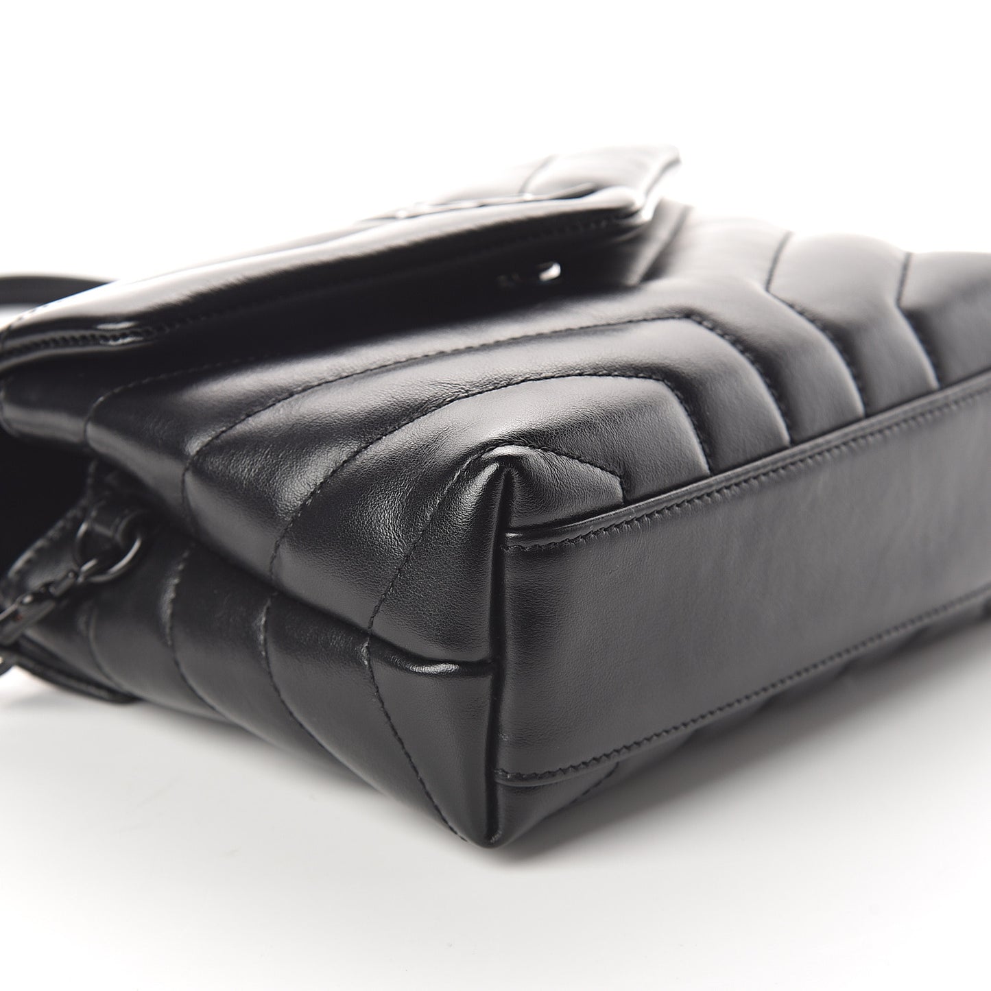 Calfskin Y Quilted Monogram Toy Loulou Crossbody Bag Black
