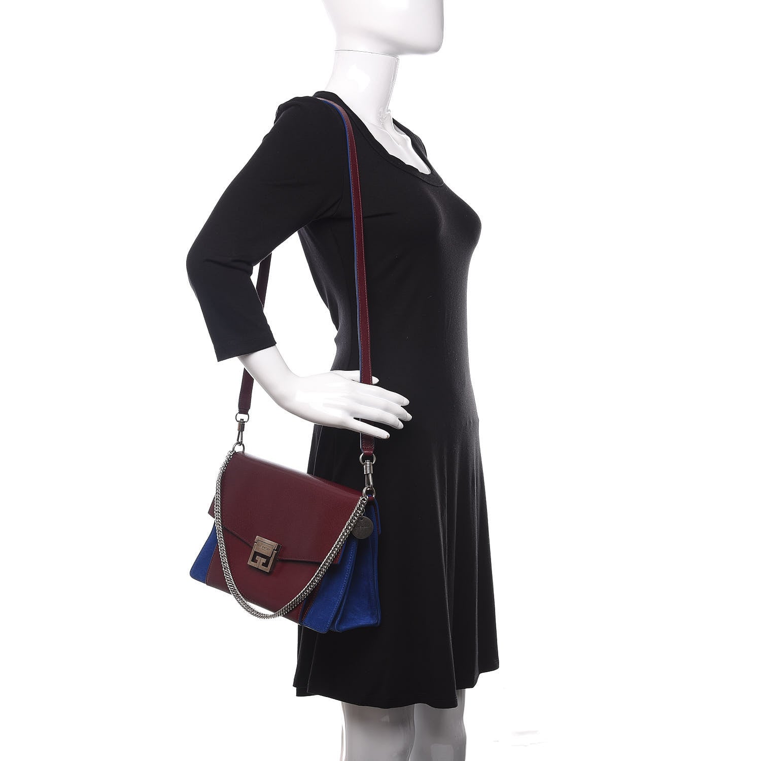 Givenchy Goatskin Suede Medium GV3 Shoulder Bag Aubergine Blue 2 of 9