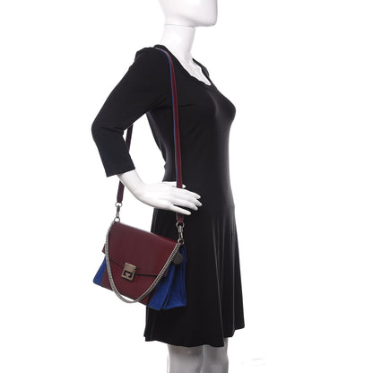Givenchy Goatskin Suede Medium GV3 Shoulder Bag Aubergine Blue 2 of 9