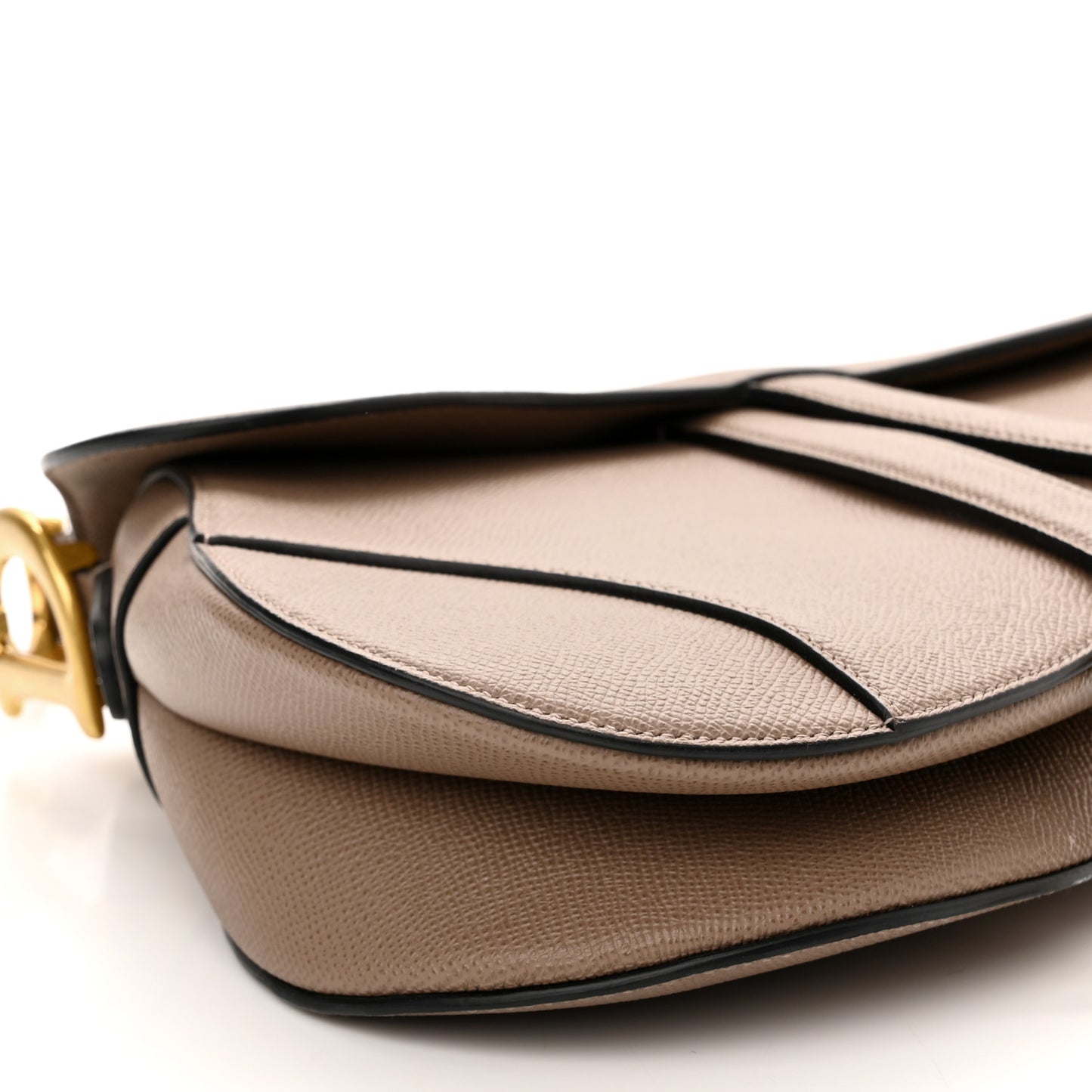 Grained Calfskin Saddle Bag Warm Taupe