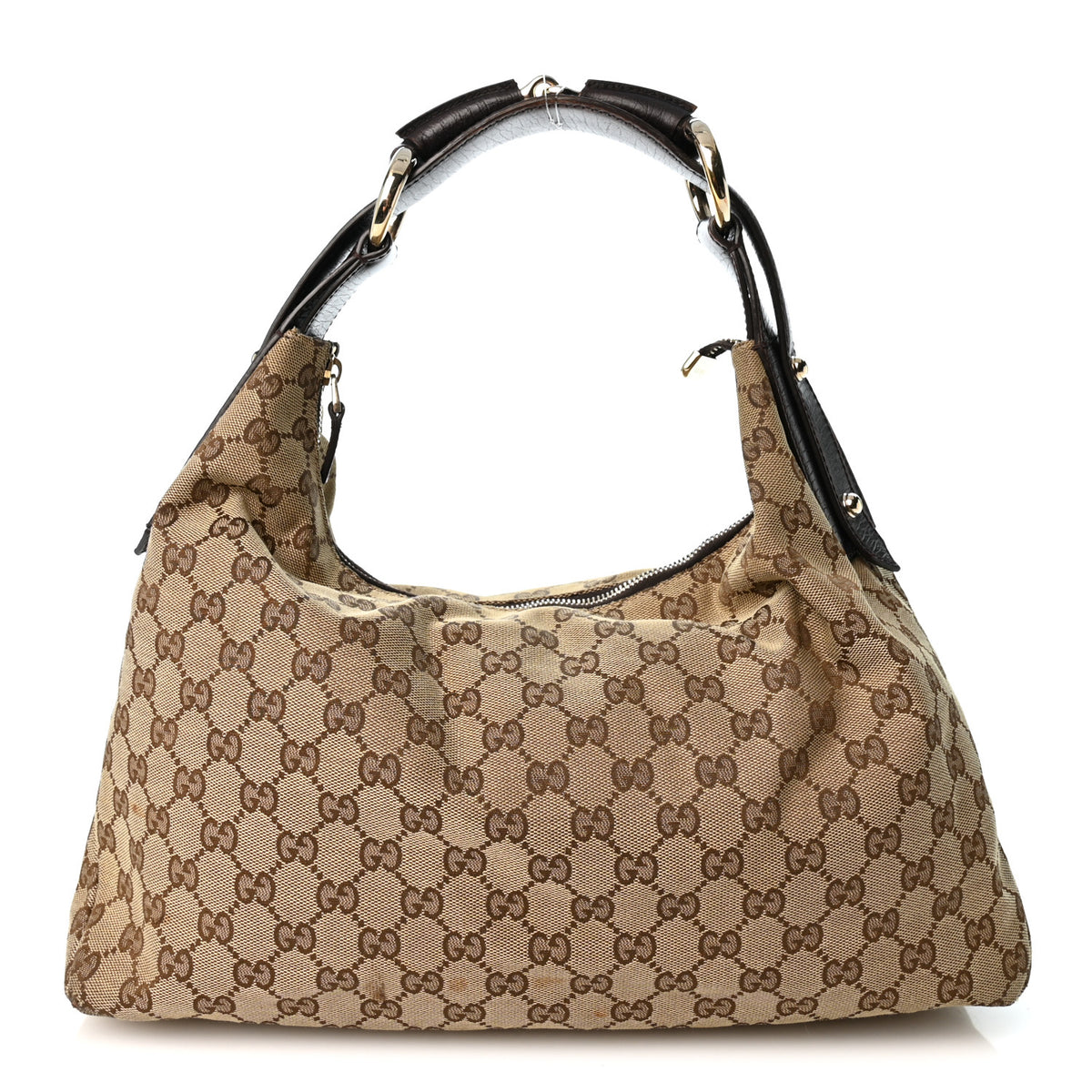 Monogram Medium Horsebit Chain Hobo Dark Brown
