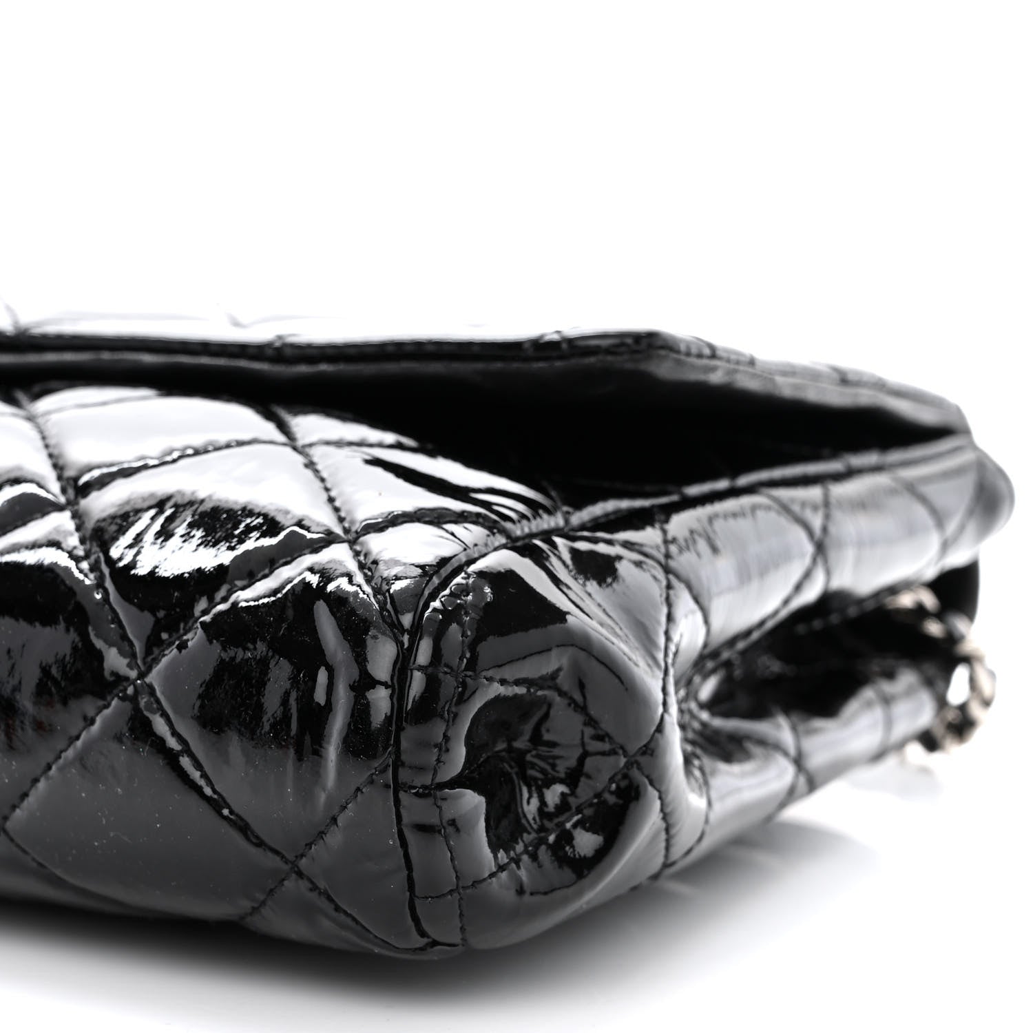 Chanel Patent Quilted Clutch with Chain Flap Black 10 of 10
