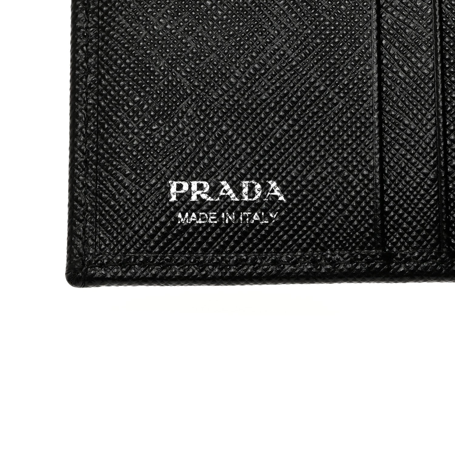 Prada Saffiano Triangle Bi-Fold Card Holder Wallet Black 6 of 7