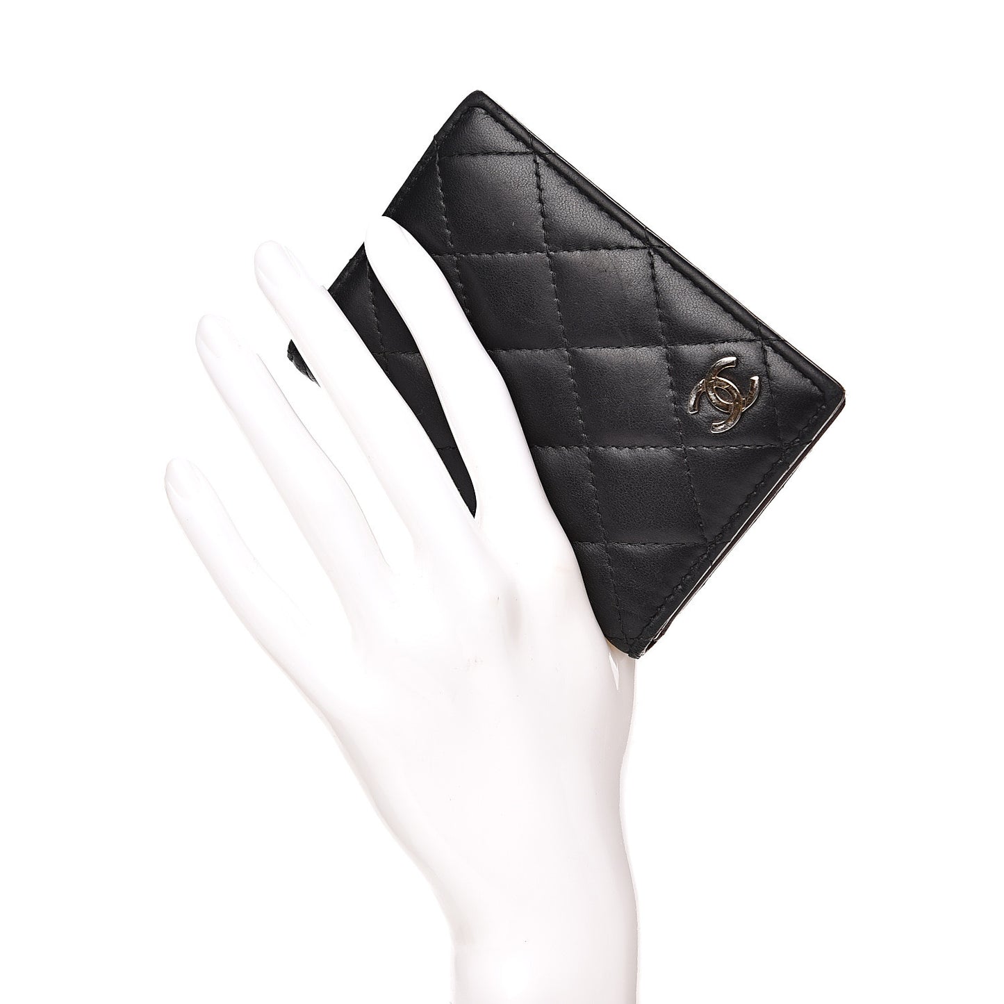 Lambskin Quilted Card Holder Wallet Black