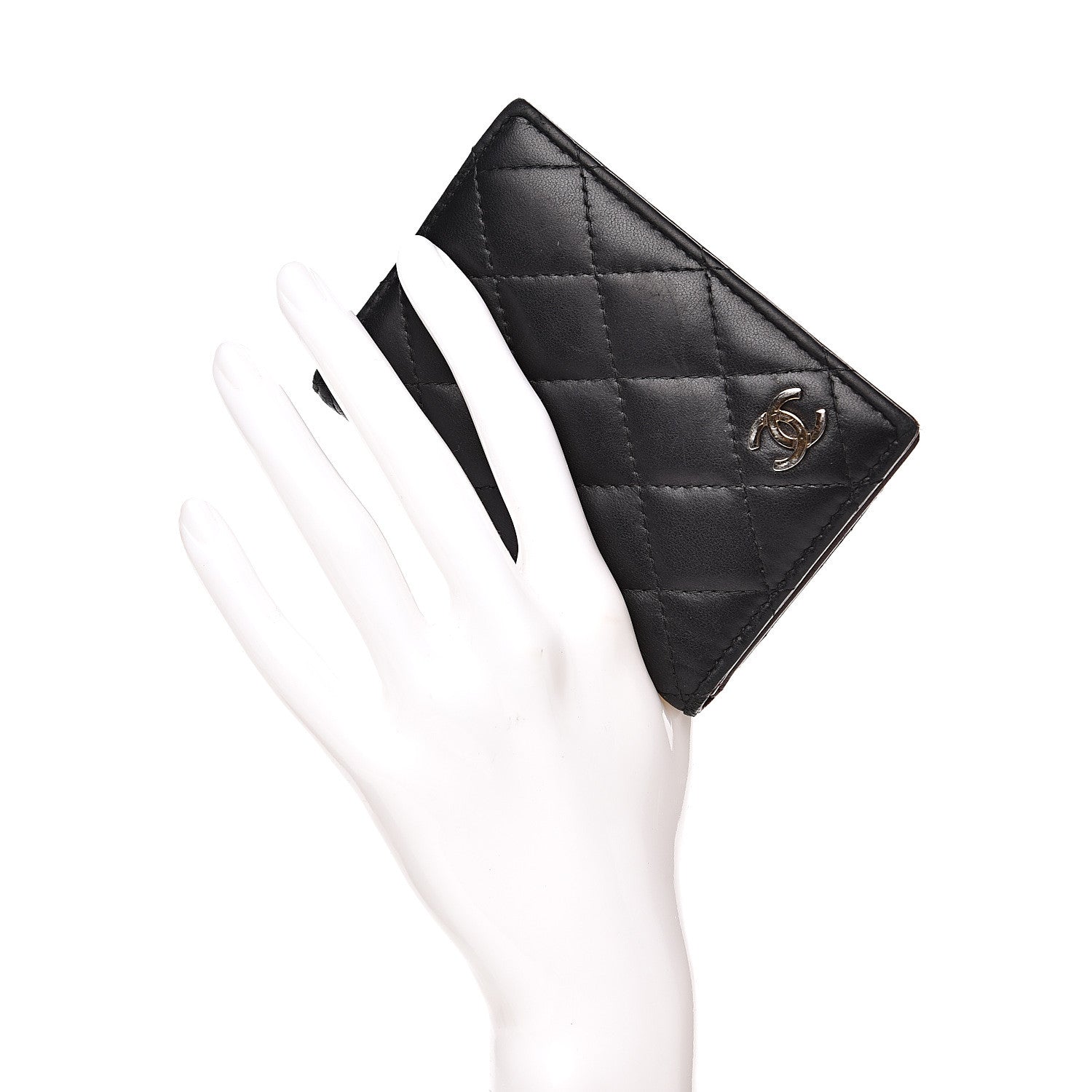 Chanel Lambskin Quilted Card Holder Wallet Black 2 of 12