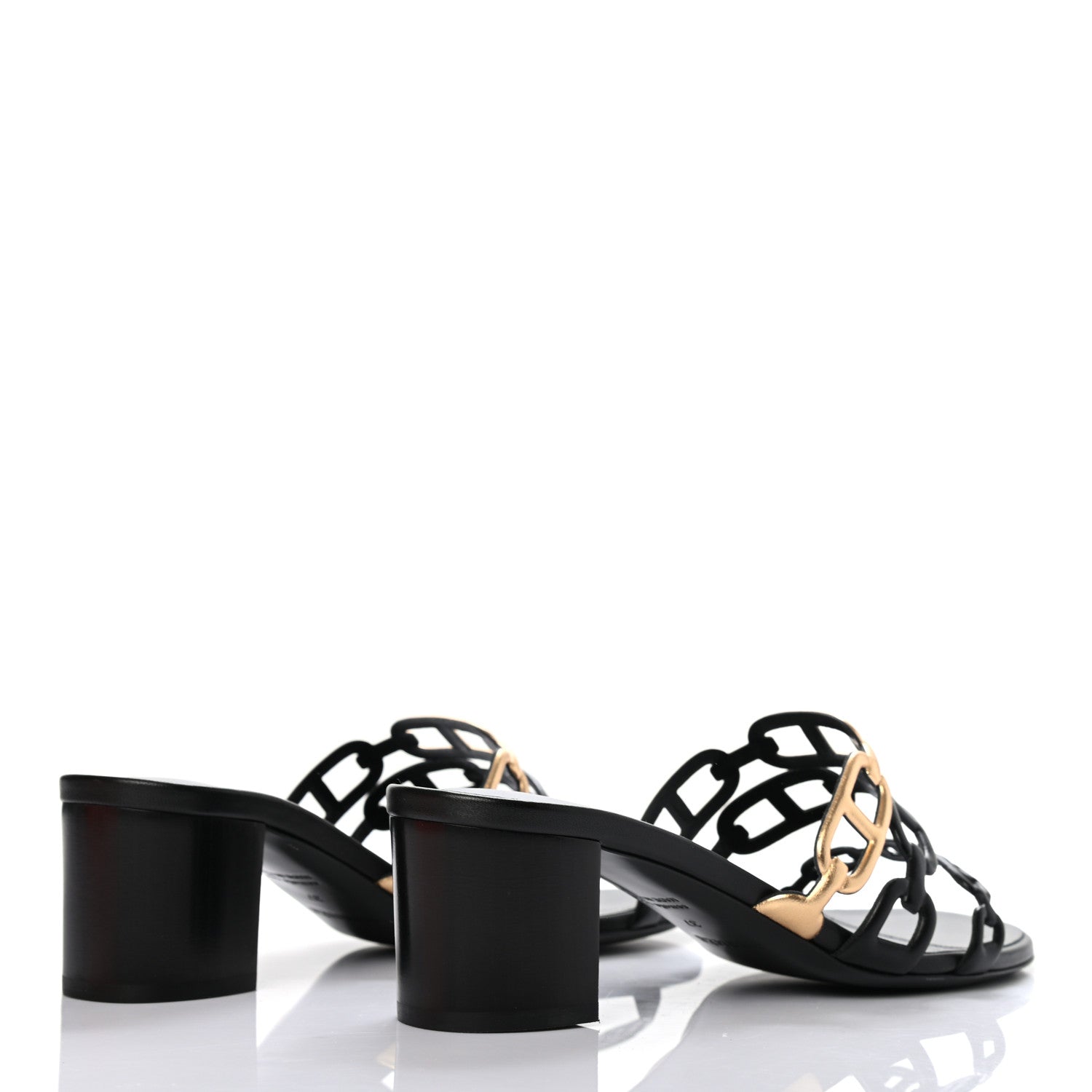 Hermes Metallic Nappa Tandem Sandals 37 Black Dore 4 of 7