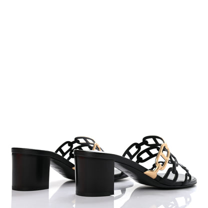Hermes Metallic Nappa Tandem Sandals 37 Black Dore 4 of 7