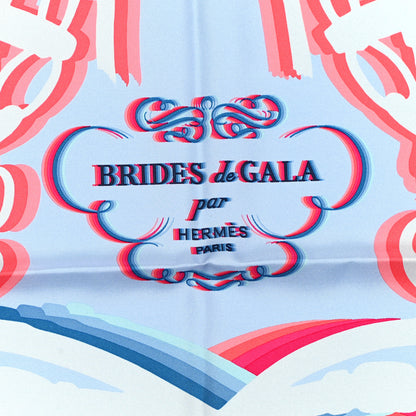 Hermes Silk Brides De Gala Shadow Scarf 90 Bleu Ciel Rose Vif 2 of 4