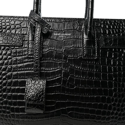 Saint Laurent Calfskin Crocodile Embossed Nano Sac De Jour Black 8 of 10