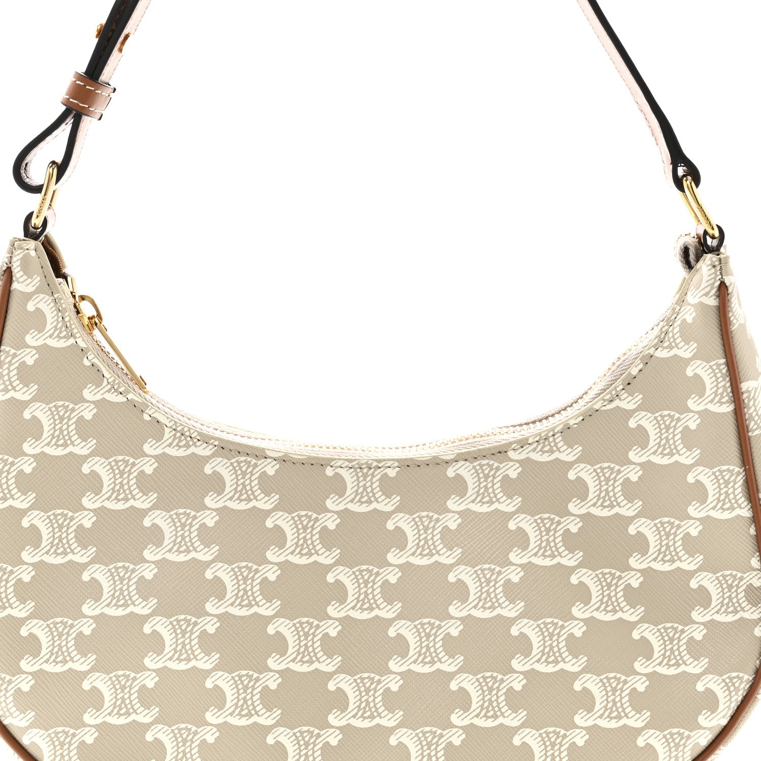Celine Canvas Calfskin Ava Triomphe Shoulder Bag Grege 7 of 9
