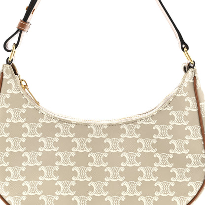 Celine Canvas Calfskin Ava Triomphe Shoulder Bag Grege 7 of 9