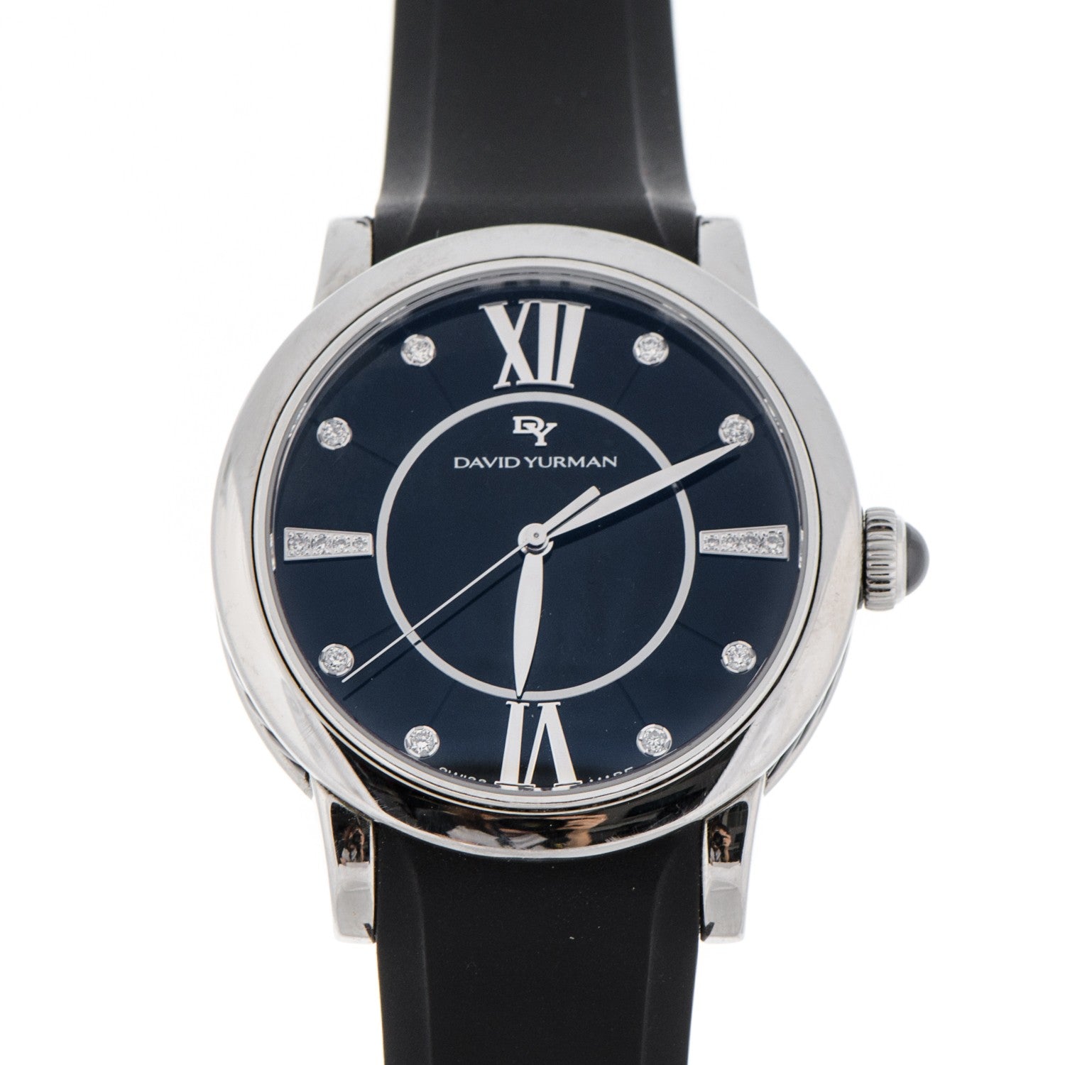 David Yurman Stainless Steel Rubber Diamond 38mm Classic Quartz Watch Blue 1 of 6