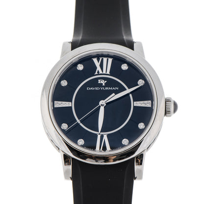 David Yurman Stainless Steel Rubber Diamond 38mm Classic Quartz Watch Blue 1 of 6