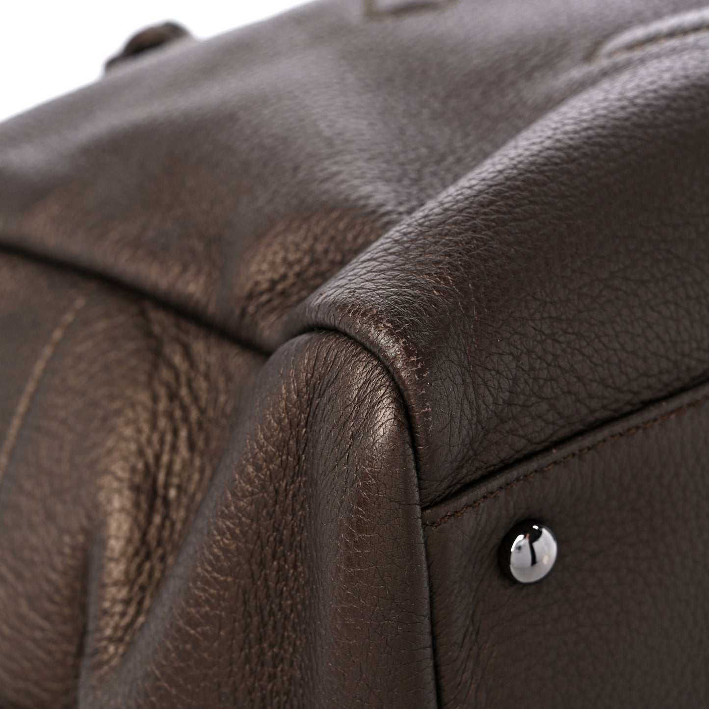 Metallic Deerskin Large Luxe Ligne Bowler Bronze