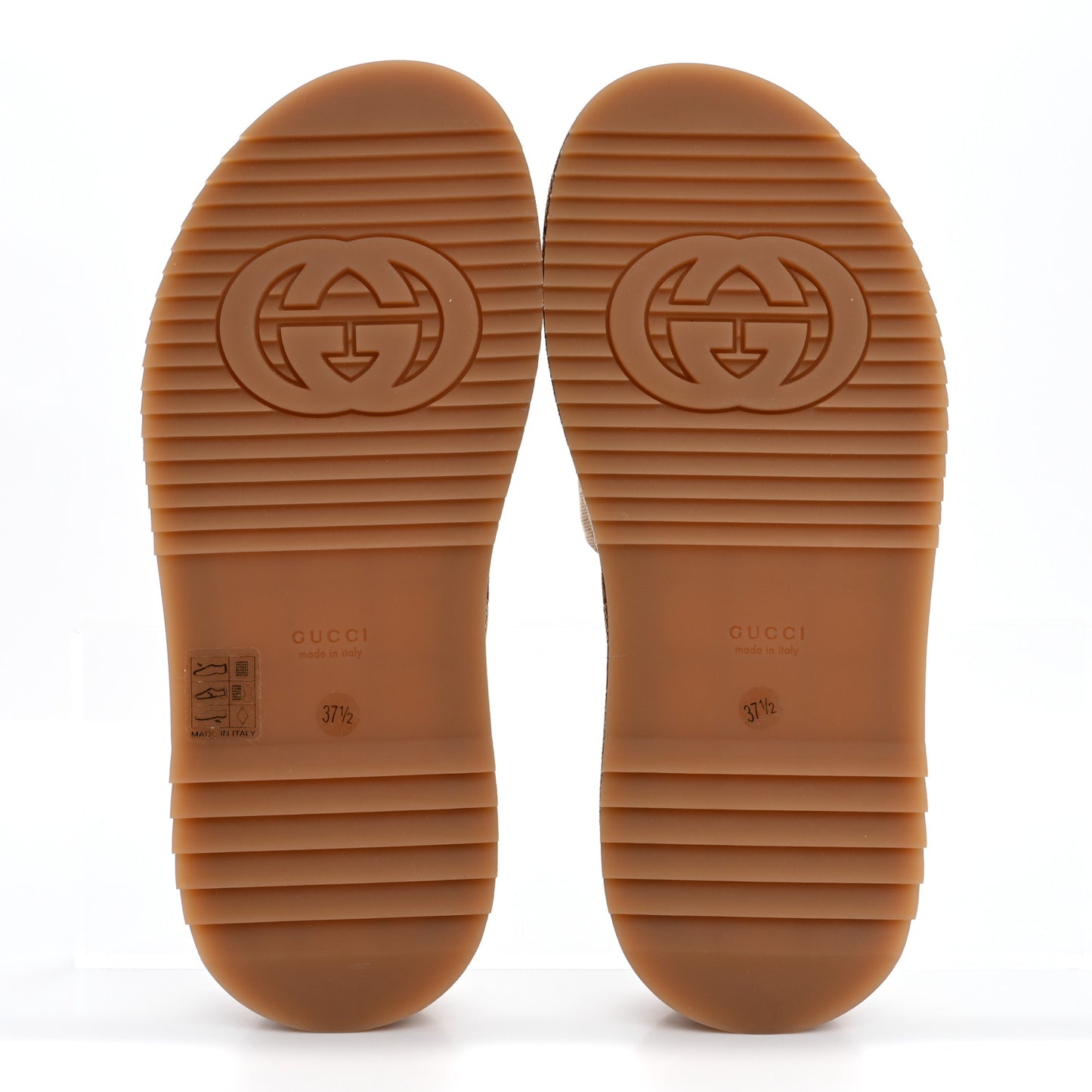 Canvas GG Monogram Angelina Platform Slide Sandals 37.5 Beige Ruggine