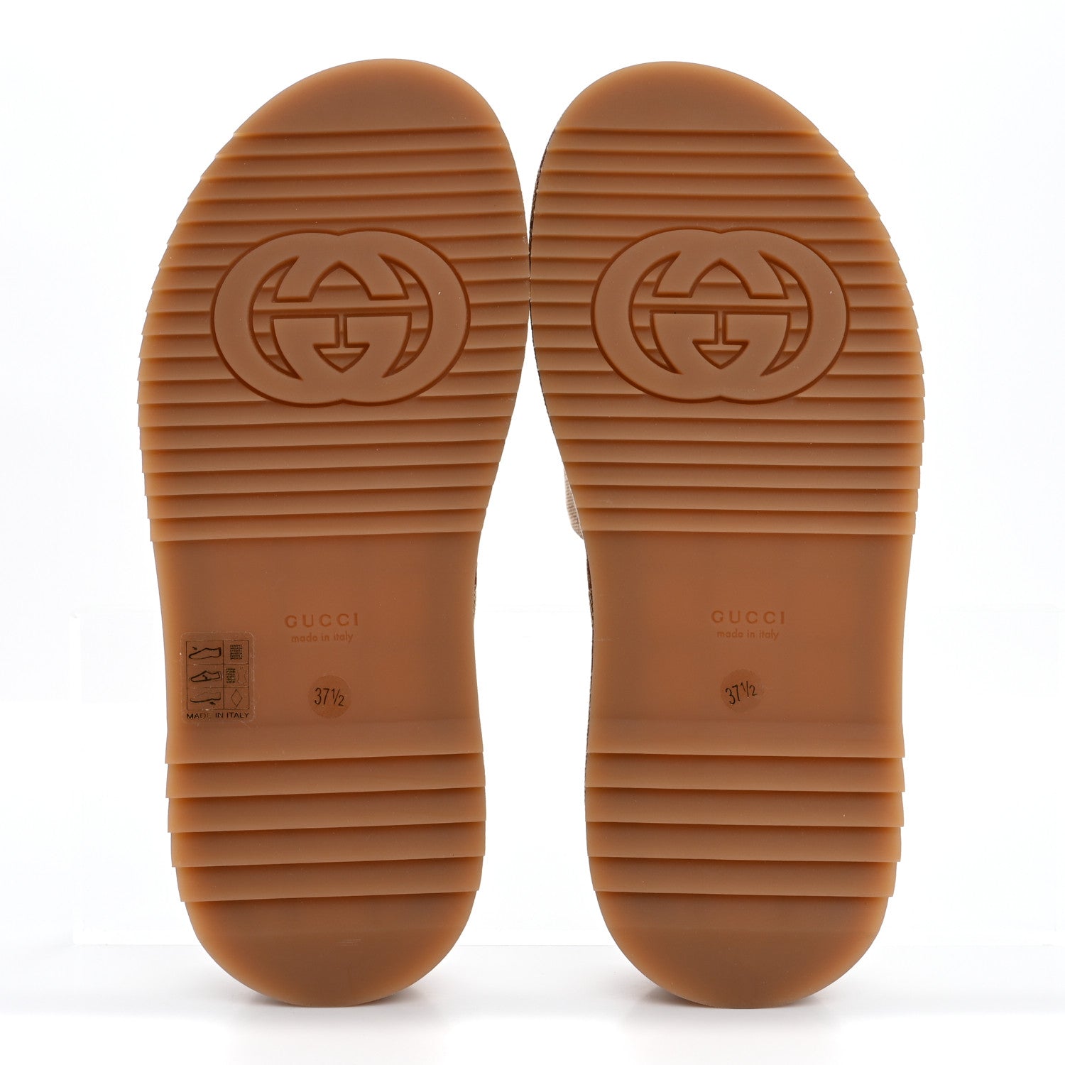Gucci Canvas GG Monogram Angelina Platform Slide Sandals 37.5 Beige Ruggine 6 of 10