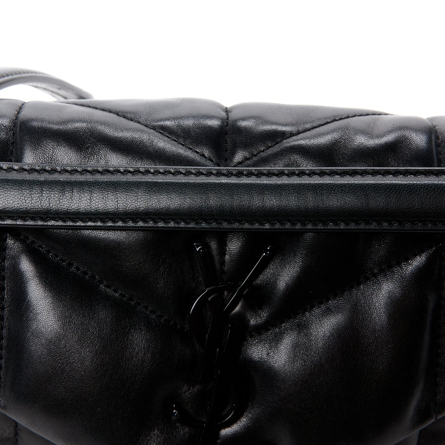 Lambskin Quilted Monogram Monochrome Small Loulou Puffer Chain Satchel Black