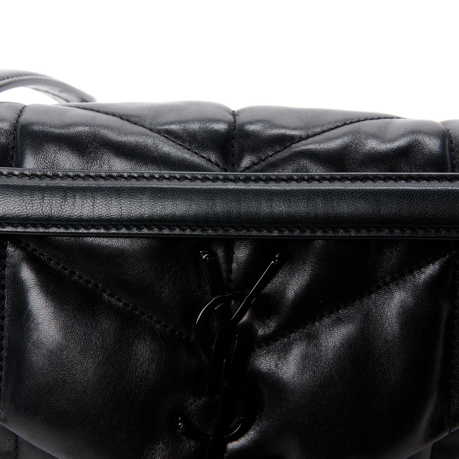 Saint Laurent Lambskin Quilted Monogram Monochrome Small Loulou Puffer Chain Satchel Black 12 of 12