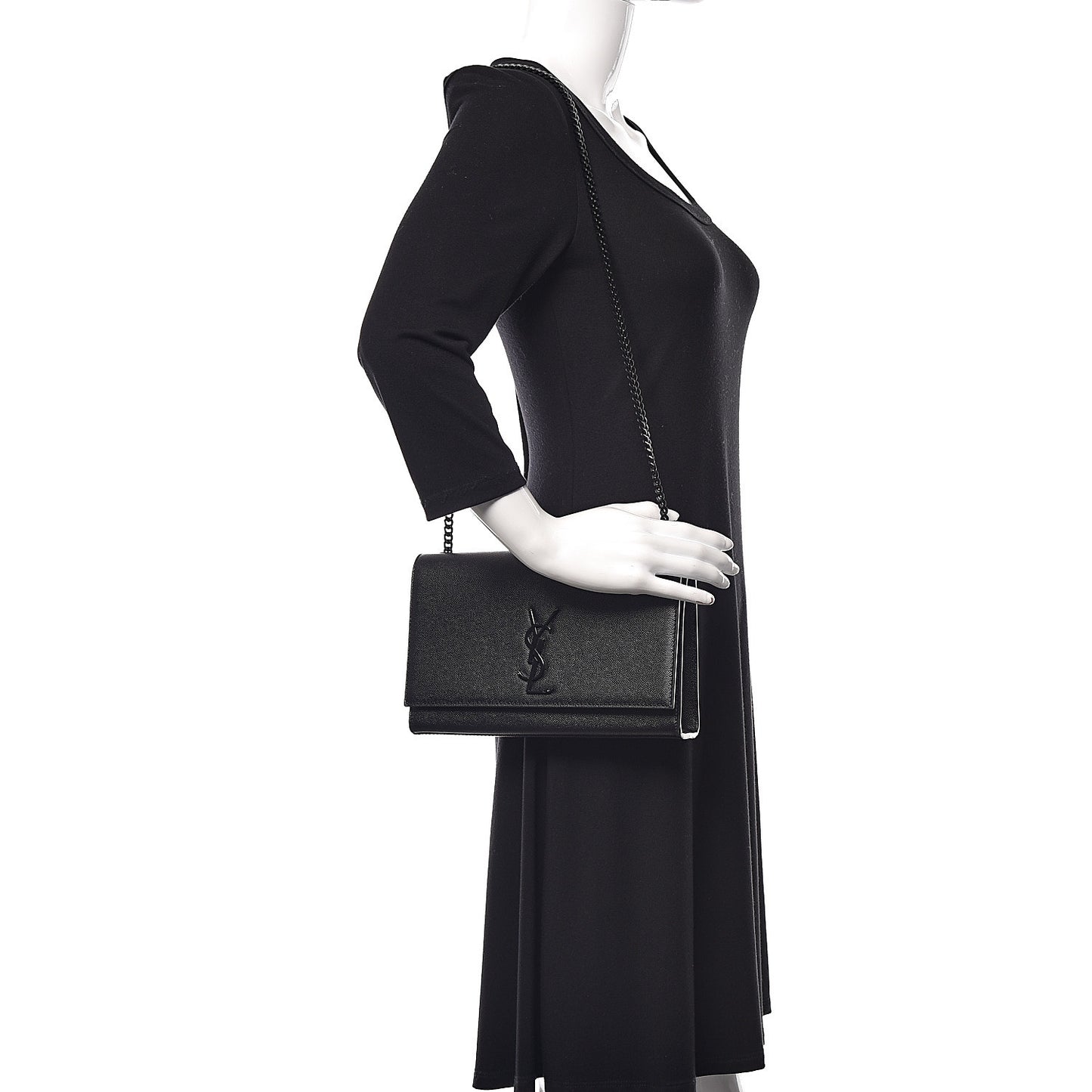 Grain De Poudre Medium Classic Monogram Kate Satchel Black