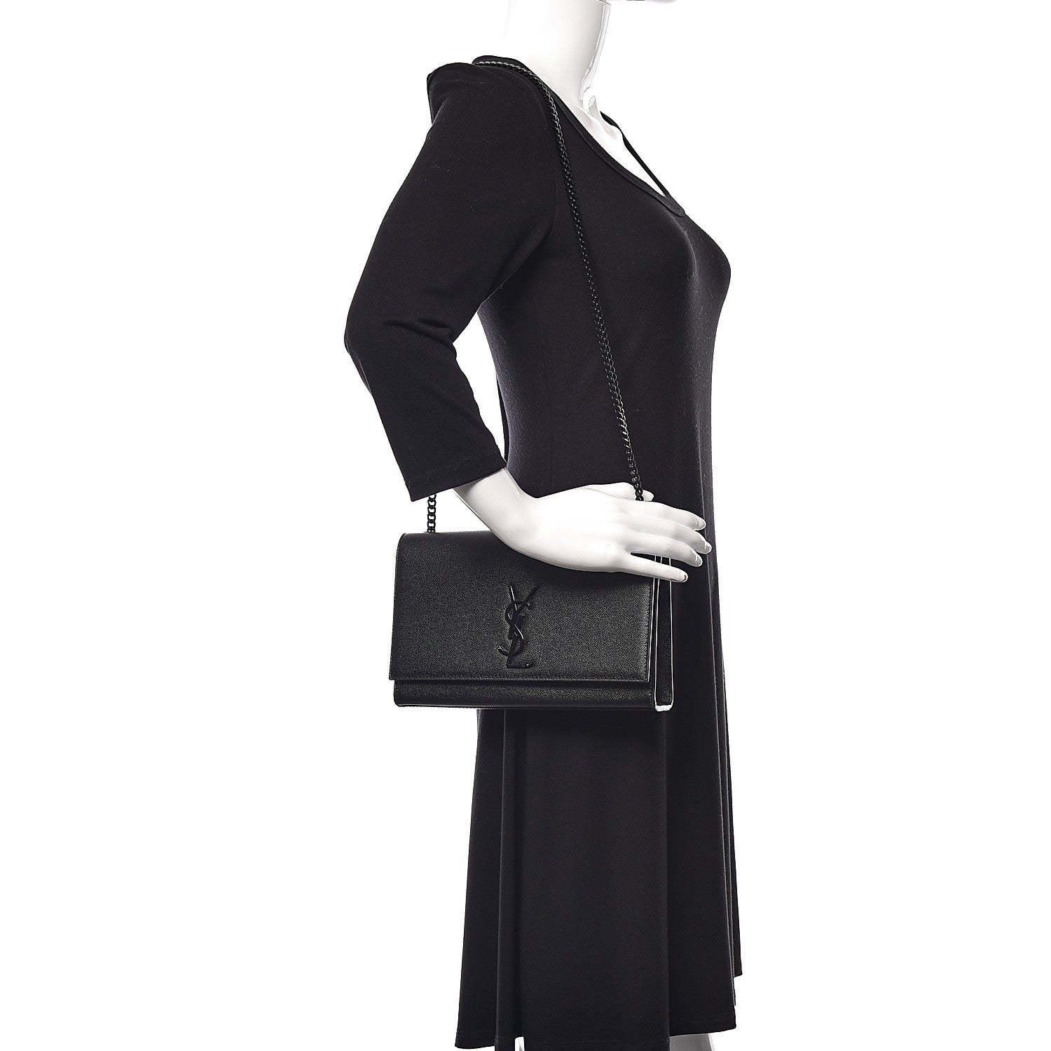 Saint Laurent Grain De Poudre Medium Classic Monogram Kate Satchel Black 2 of 13