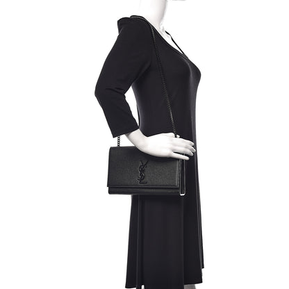 Saint Laurent Grain De Poudre Medium Classic Monogram Kate Satchel Black 2 of 13