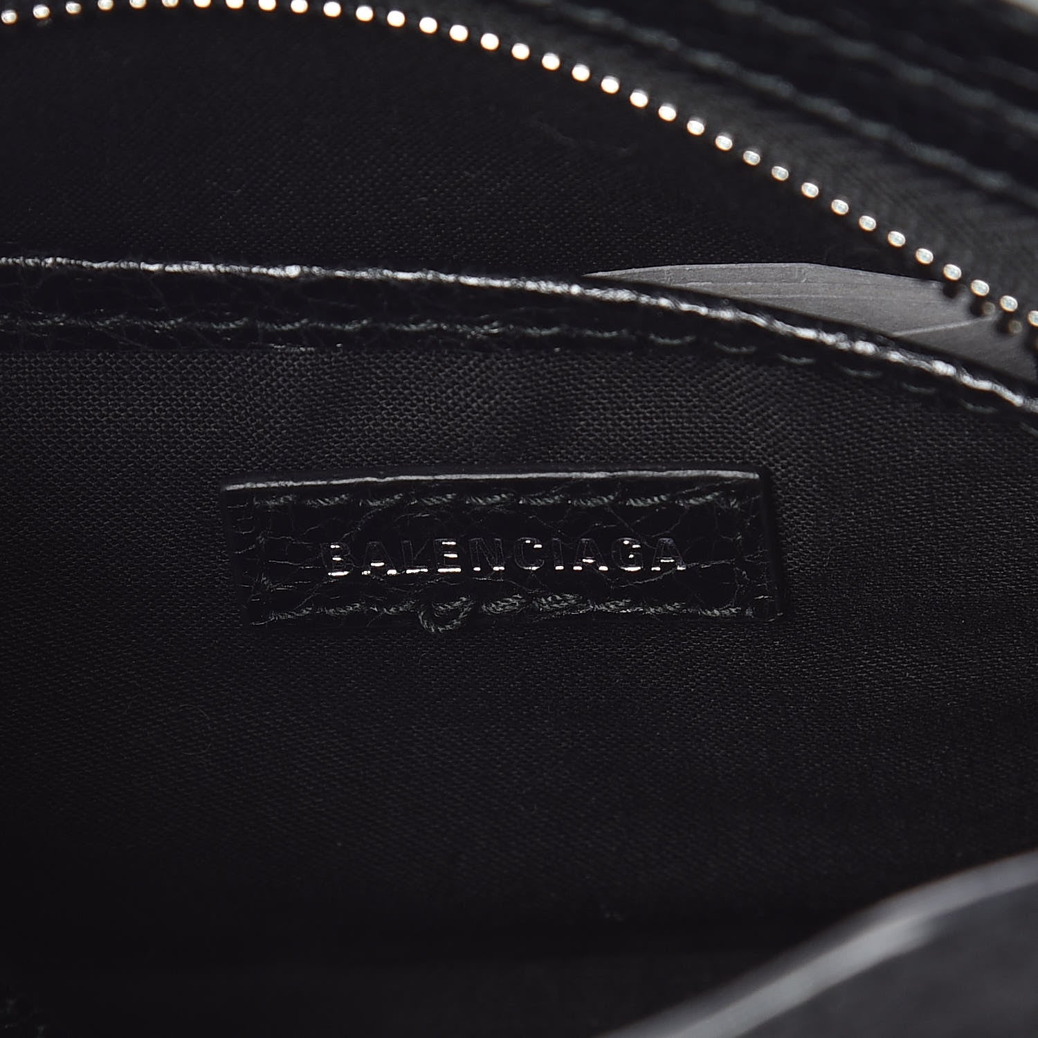 Balenciaga Agneau Classic Silver Hardware Nano City Logo Strap Black White 8 of 8