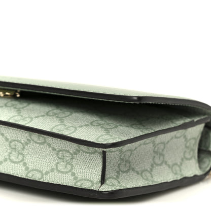 Gucci GG Supreme Monogram Textured Calfskin Emblem Wallet On Chain Sage Green 10 of 11