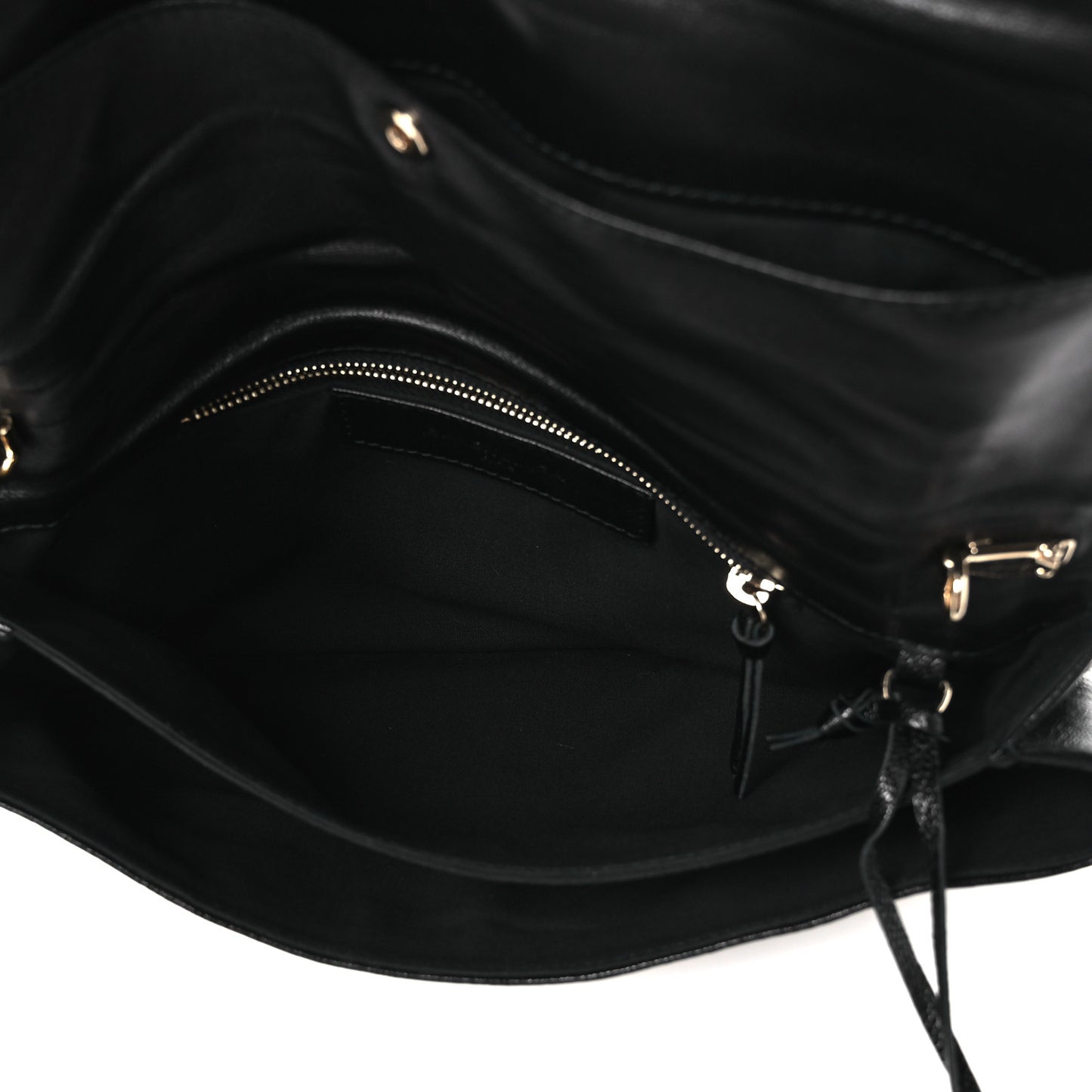 Chevre Gold Metallic Edge Hardware Envelope Clutch Black