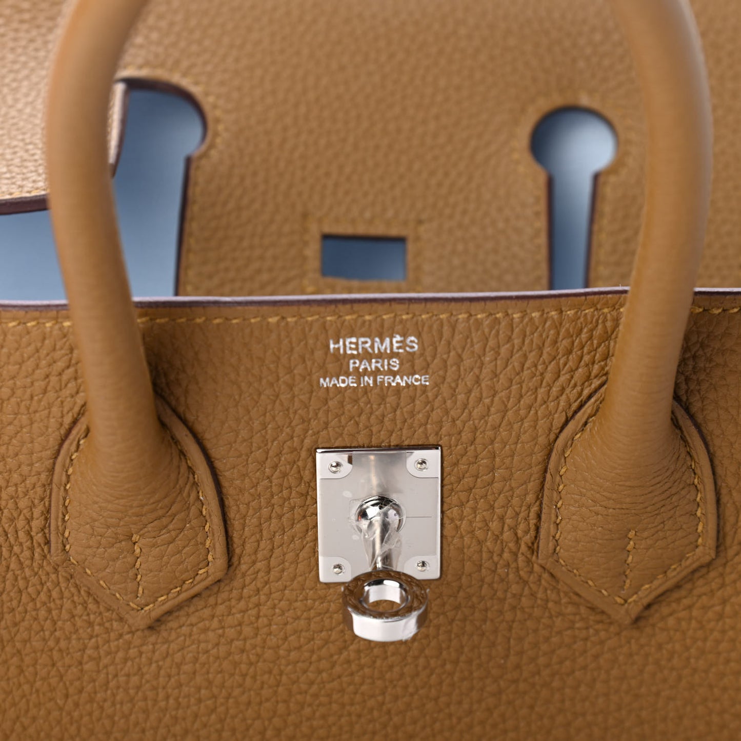 Togo Verso Birkin 25 Bronze Dore Bleu Brume