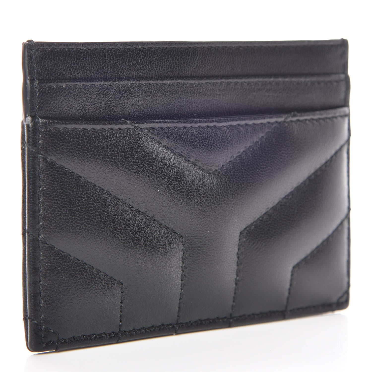Saint Laurent Calfskin Y Quilted Monogram LouLou Credit Card Case Black 3 of 10