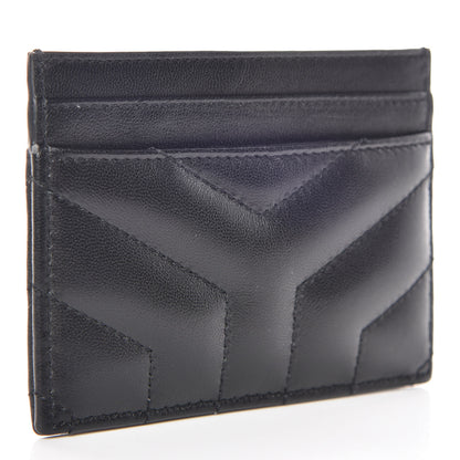 Saint Laurent Calfskin Y Quilted Monogram LouLou Credit Card Case Black 3 of 10
