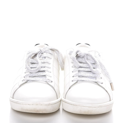 Saint Laurent Calfskin Metallic Ayers Signature Court Lips Sneakers 38 Optic White 2 of 13