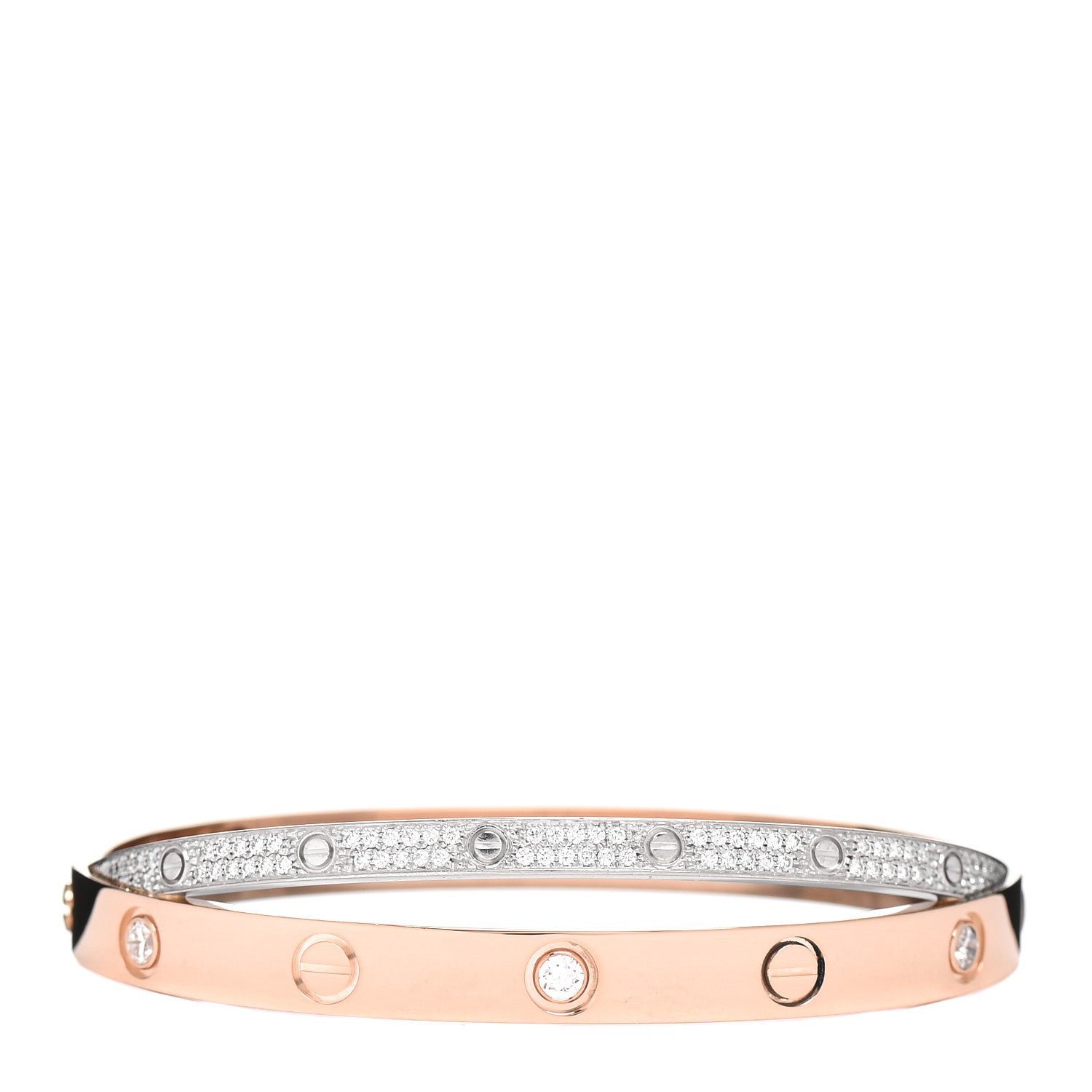 Cartier 18K Pink White Gold Diamond Double LOVE Paved Bracelet 16 3 of 4