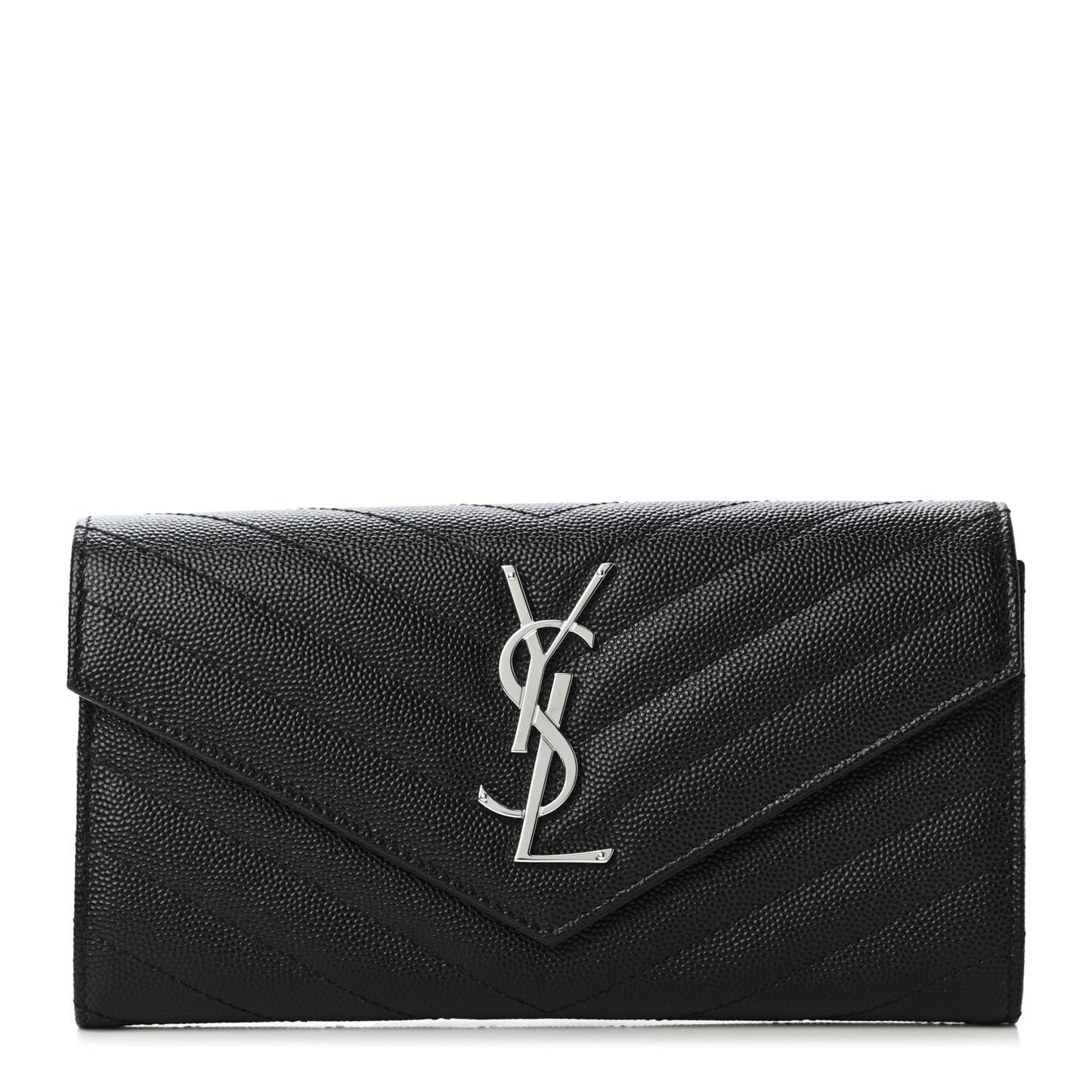 Grain De Poudre Matelasse Chevron Monogram Flap Wallet Black