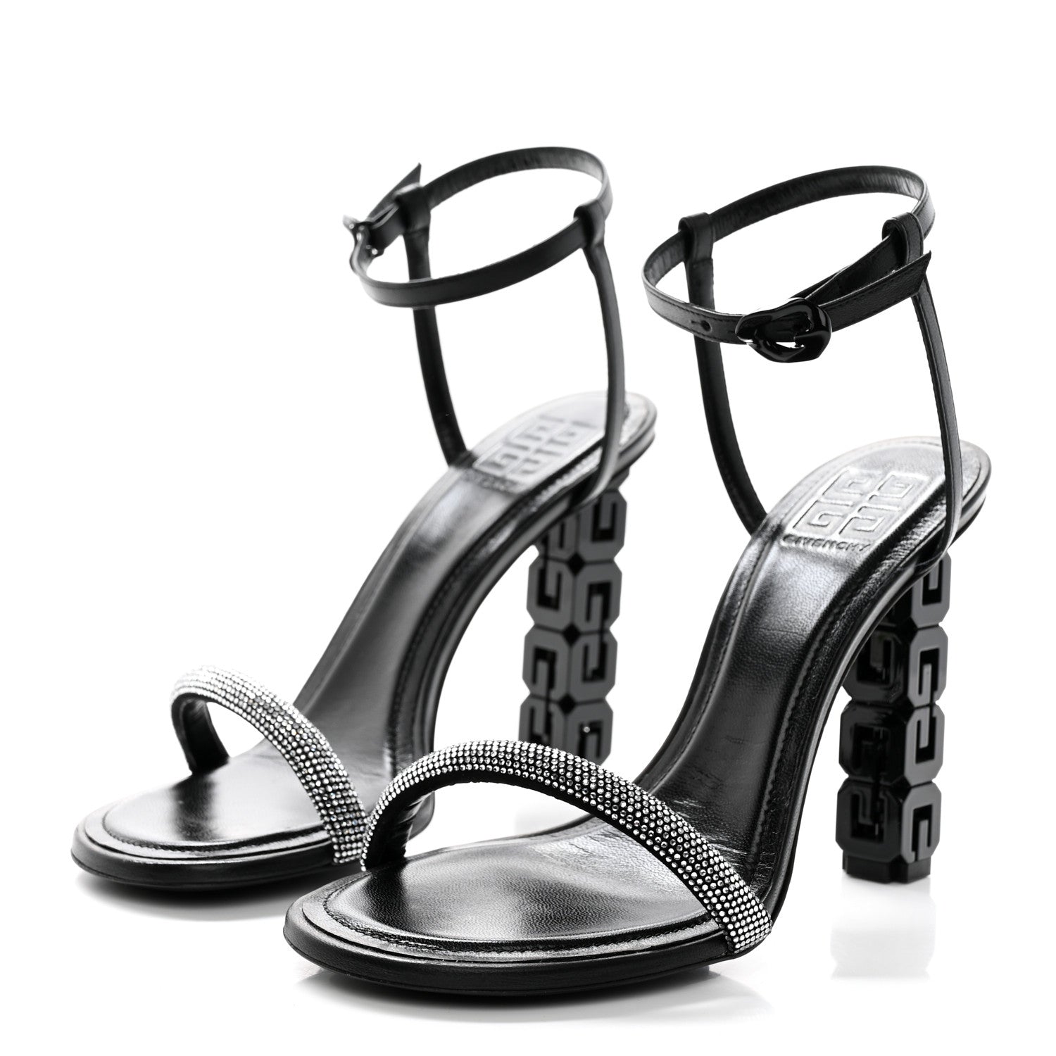 Givenchy Smooth Nappa Crystal G Cube 105mm Sandals 38.5 Black Silvery 3 of 8