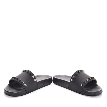 Valentino Garavani Rubber Rockstud Slide Sandals 37 Black 5 of 10