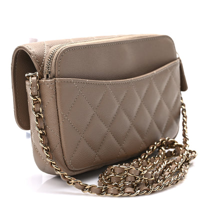 Chanel Caviar Quilted Flap Phone Holder With Chain Beige 2 of 8