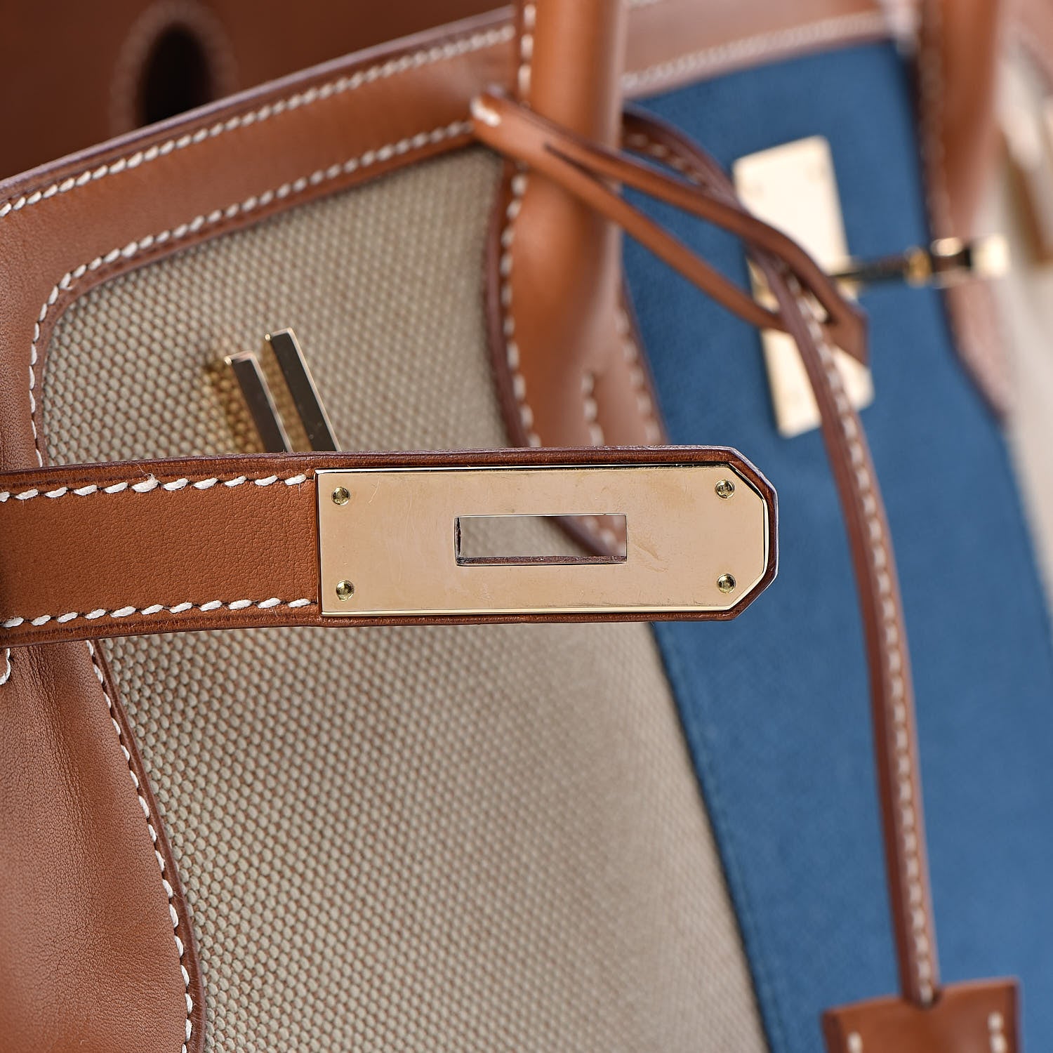 Hermes Toile Natural Barenia Flag Birkin 40 Fauve 21 of 33