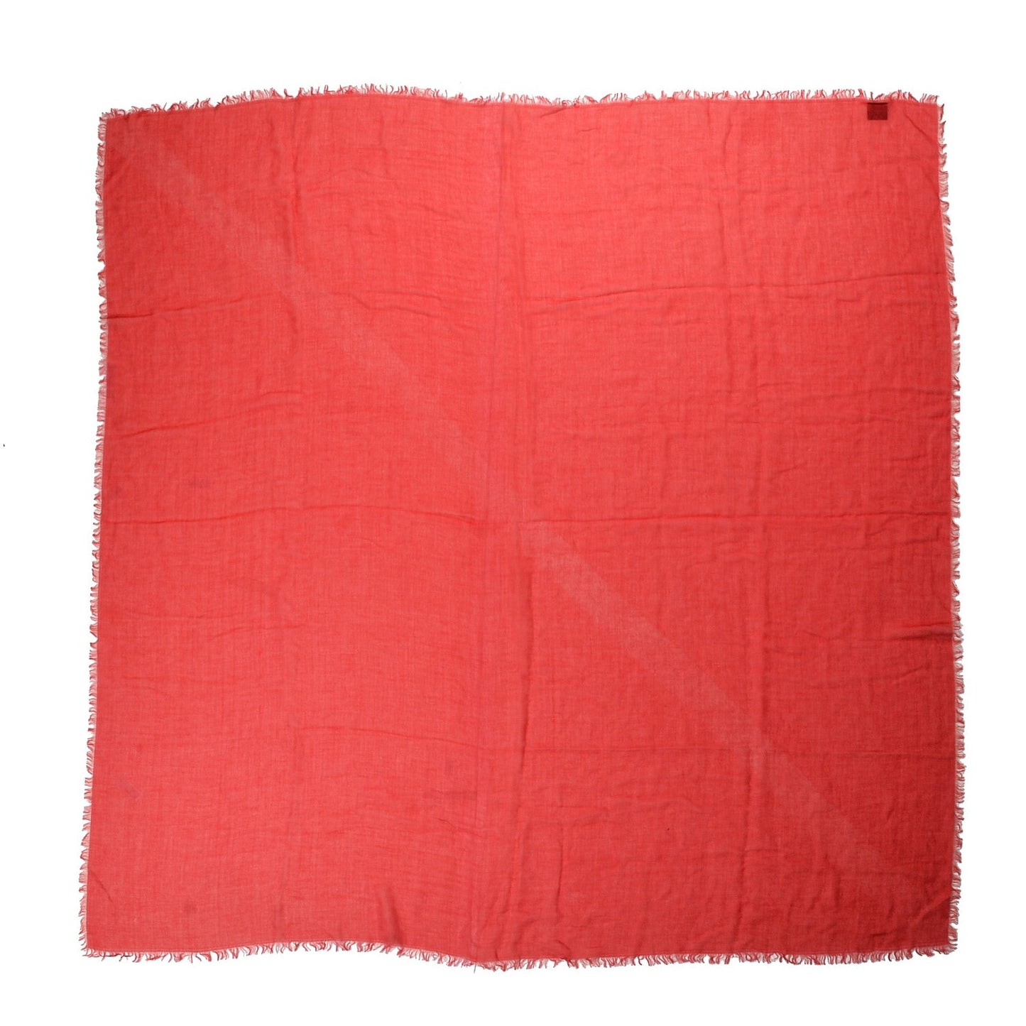 Modal Cotton Monogram Fringe Square Scarf Red