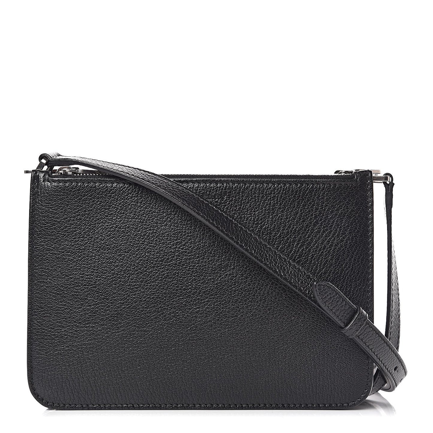 Grainy Goatskin Penhurst D-Ring Triple Zip Crossbody Bag Black